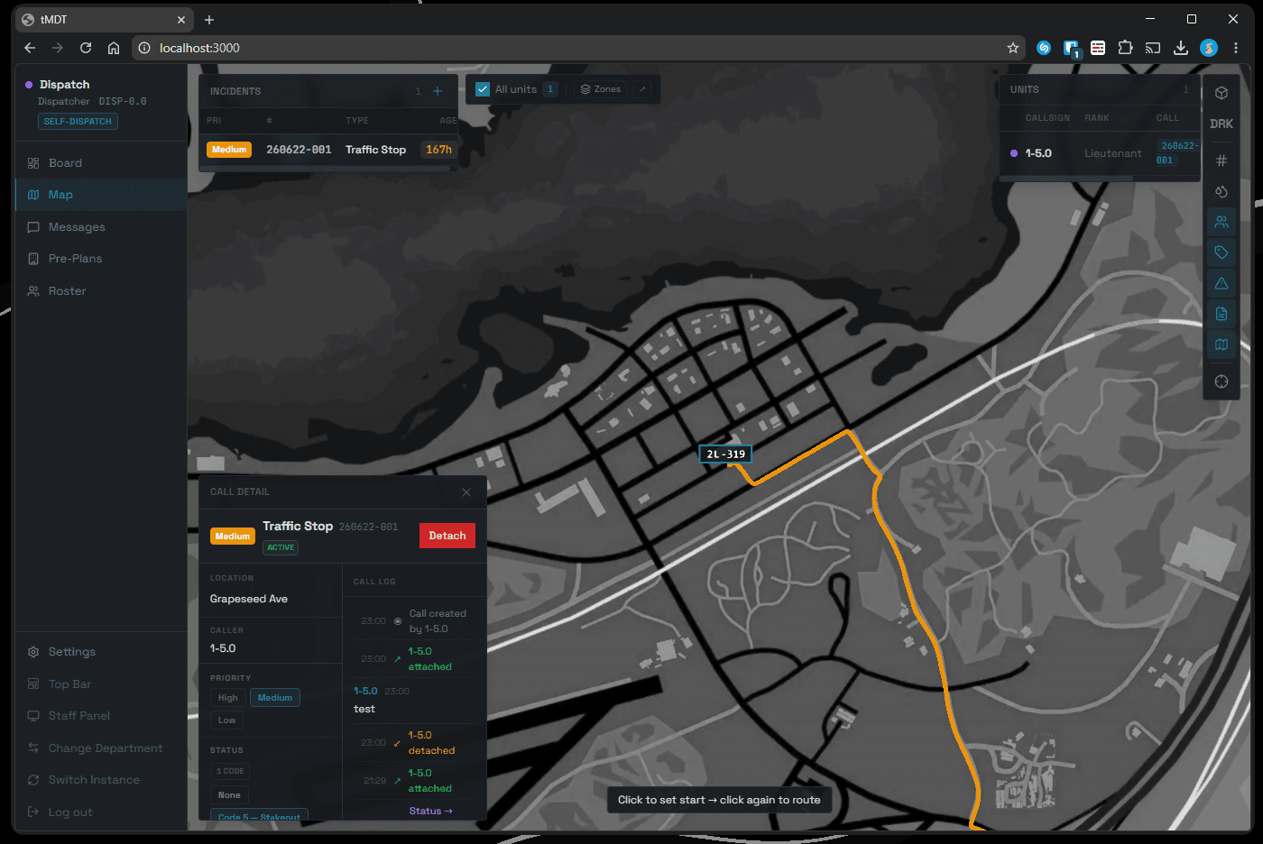 Dispatch / CAD panel screenshot